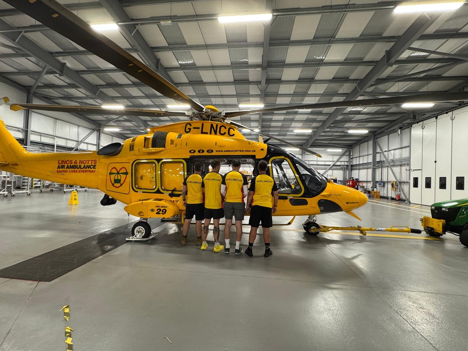 The Lincolnshire and Nottinghamshire Air Ambulance in the hangar