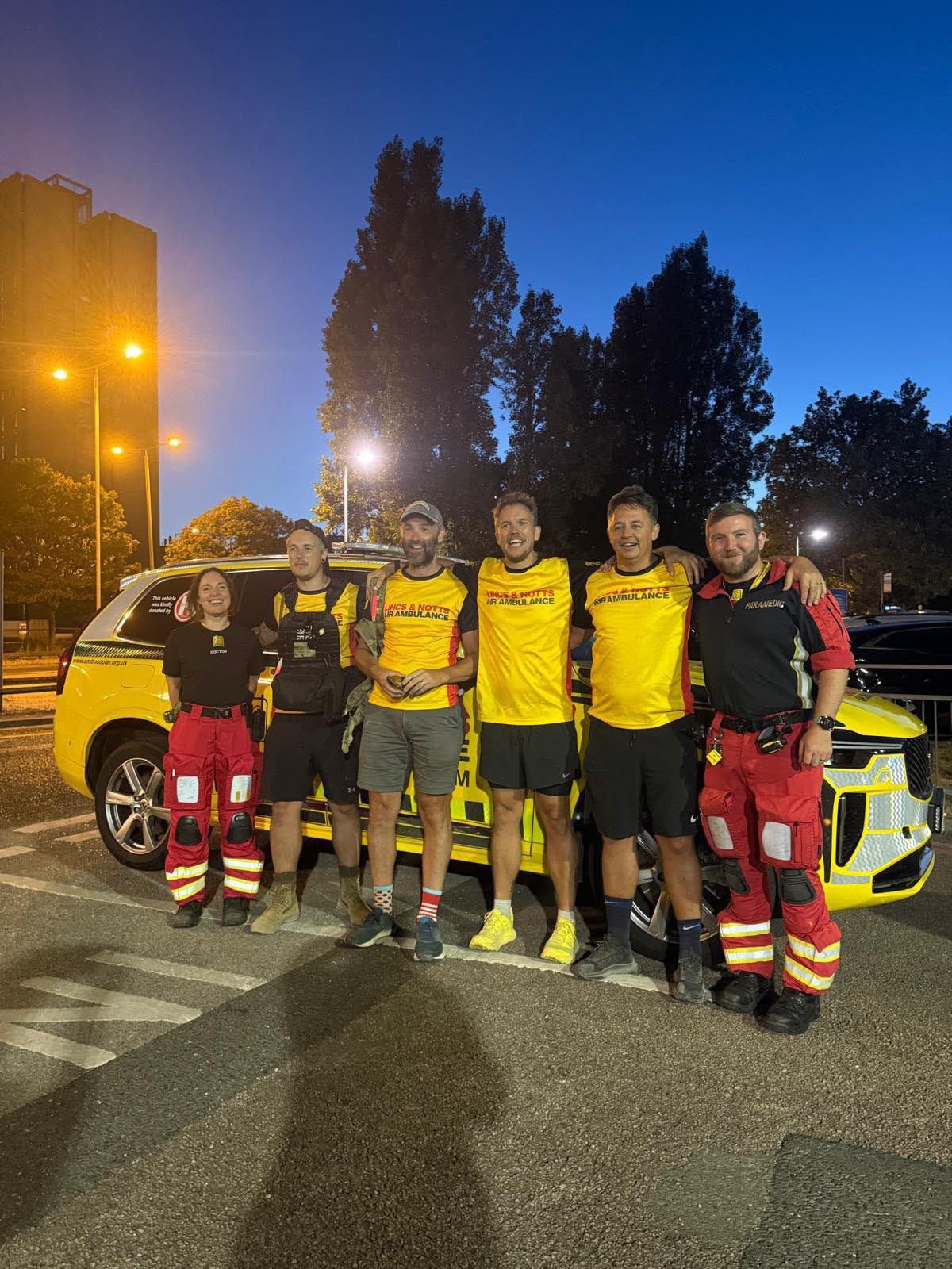 At the finish with the air ambulance crew